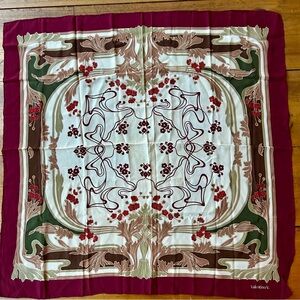 Vintage Valentino V. Silk Scarf with Floral Abstract Botanical Print, Signed
